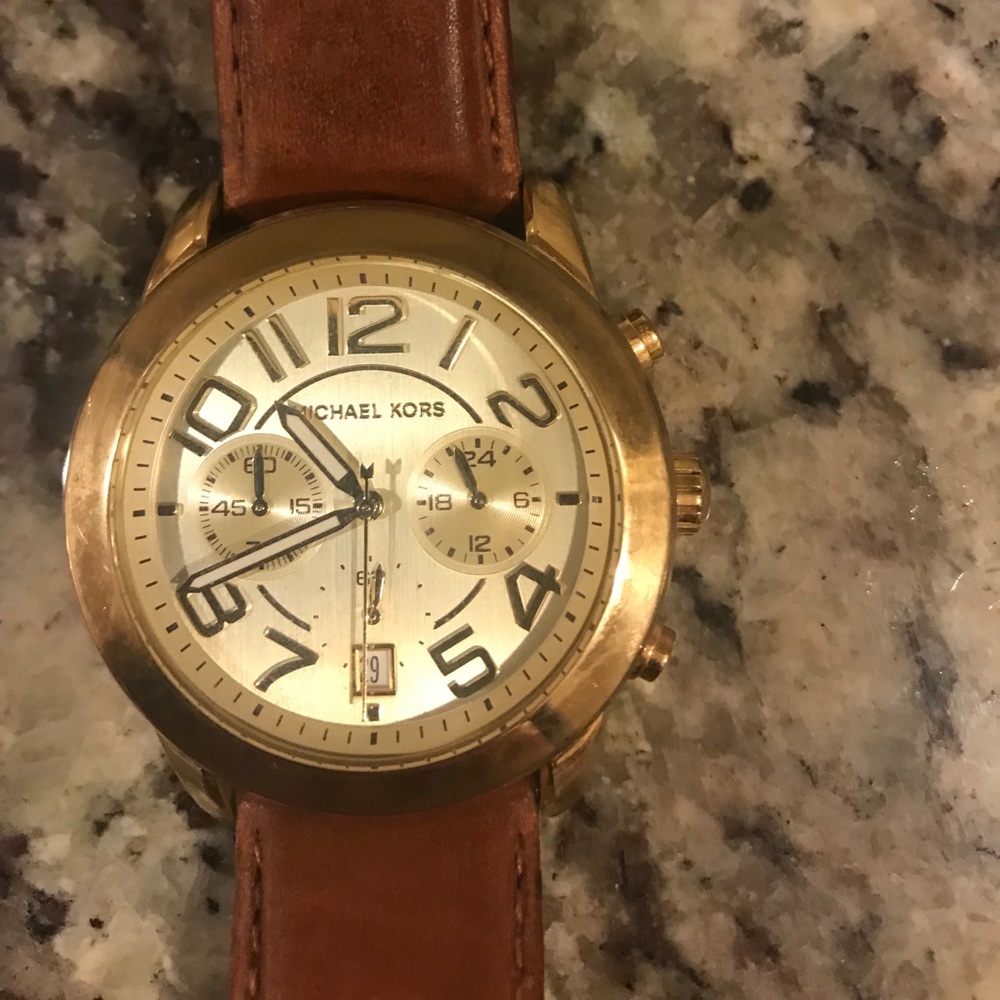 Michael Kors Ladies Gold Leather Watch